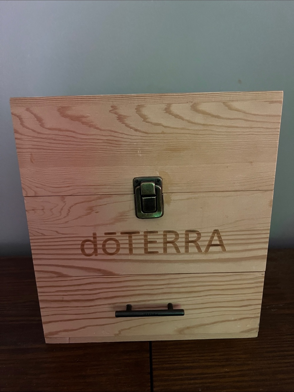 Doterra Natural Wood Storage Box with Metal Latch